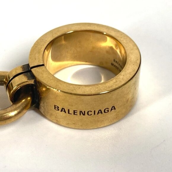 BALENCIAGA Padlock logo Accessories Ring Metal Gold - Picture 9 of 11